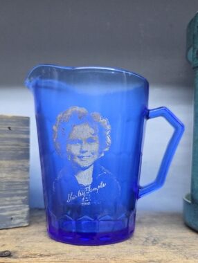 Vintage Hazel Atlas Cobalt Blue Shirley Temple Glass Pitcher